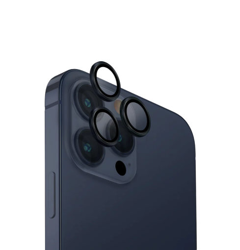Uniq Optix Iphone 15 Pro 6.1 Stainless Steel Frame Sapphire Camera Lens Protector - Tetra Blue (Dark Blue)