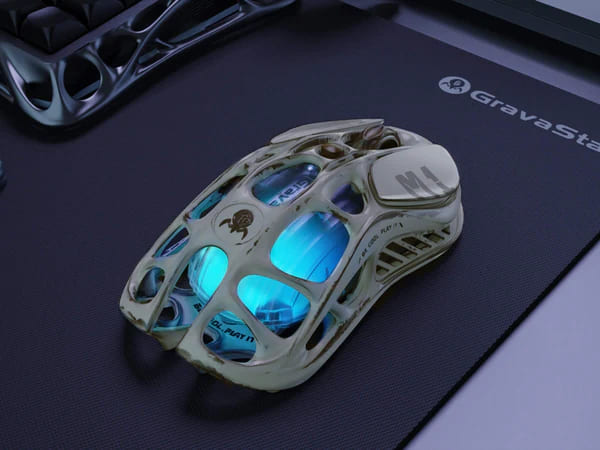 GravaStar Mercury M1 Pro Wireless Gaming Mouse - Battle Worn Silver Mist Version with 4K Dongle