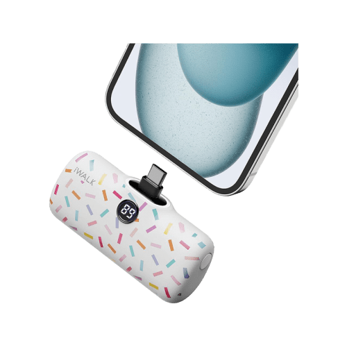 Iwalk Linkme Pro Fast Charge 4800 Mah Pocket Battery Type-C With Battery Display- White Pattern