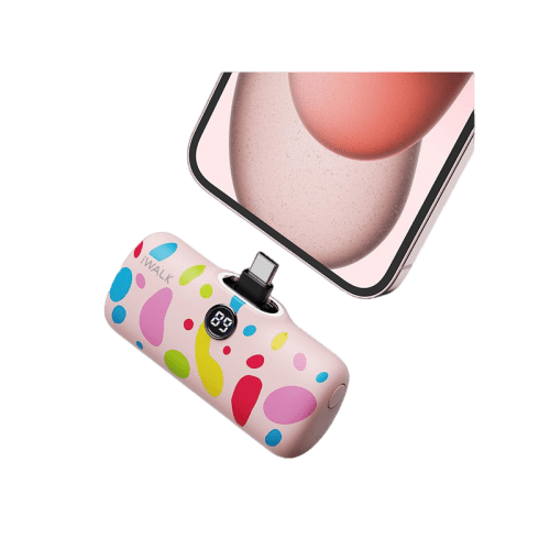Iwalk Linkme Pro Fast Charge 4800 Mah Pocket Battery Type-C With Battery Display - Pink Pattern