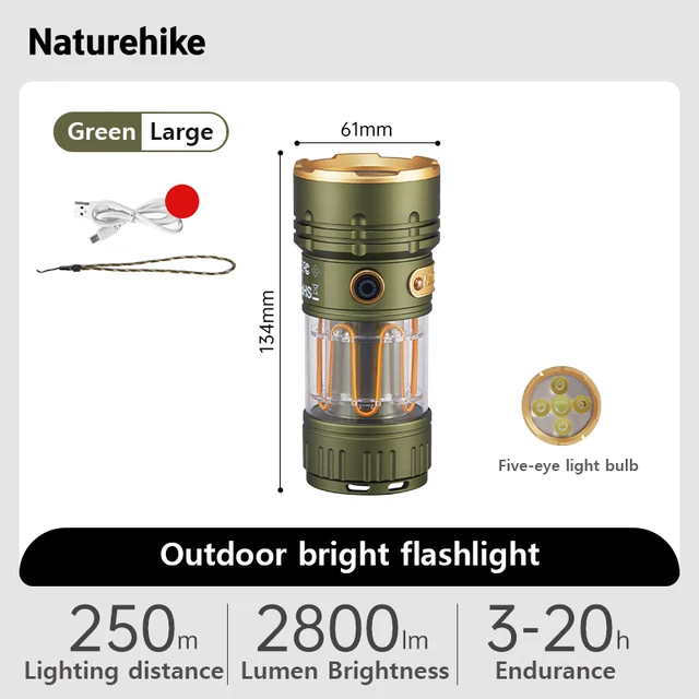 Naturehike Outdoor Glare Flashlight - Green (L) 