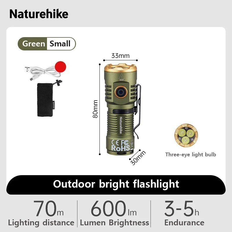 Naturehike Outdoor Glare Flashlight - Green (S)