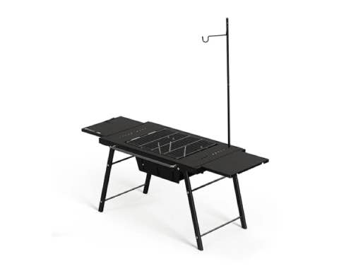 Naturehike Multifunctional Travel Barbecue Table - Black (Square Tube,Lamp Pole Style)