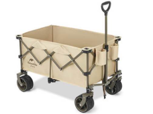 Naturehike TC02 Four-Way With Brakes and Thick Wheels Folding Trolly - Linen Brown