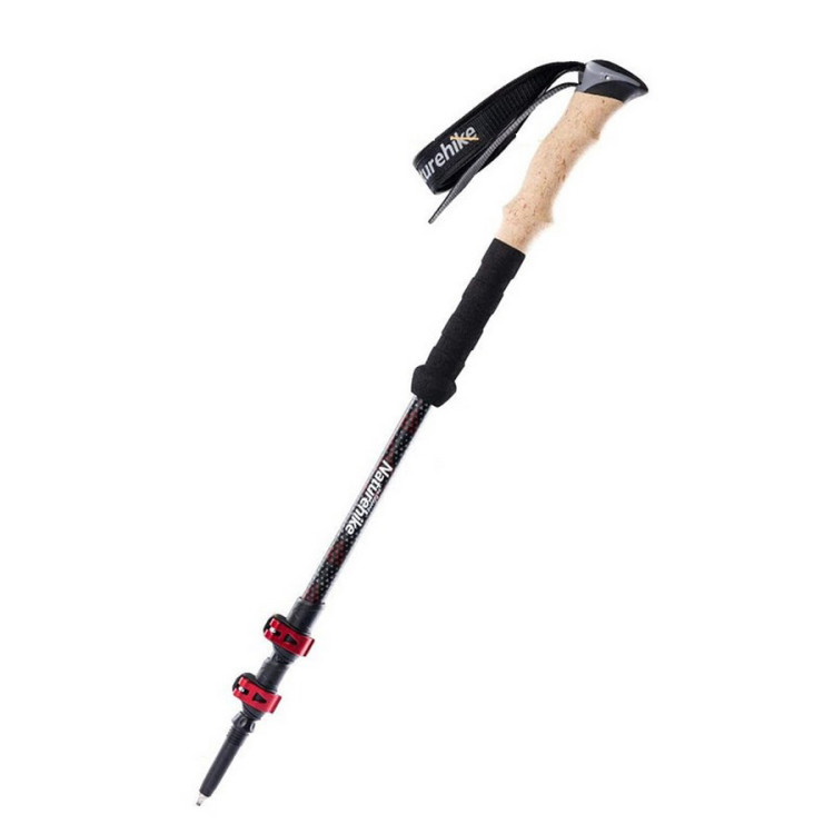 Naturehike 3-Node Carbon Fiber Telescopic Trekking Poles - Red (62-135CM)