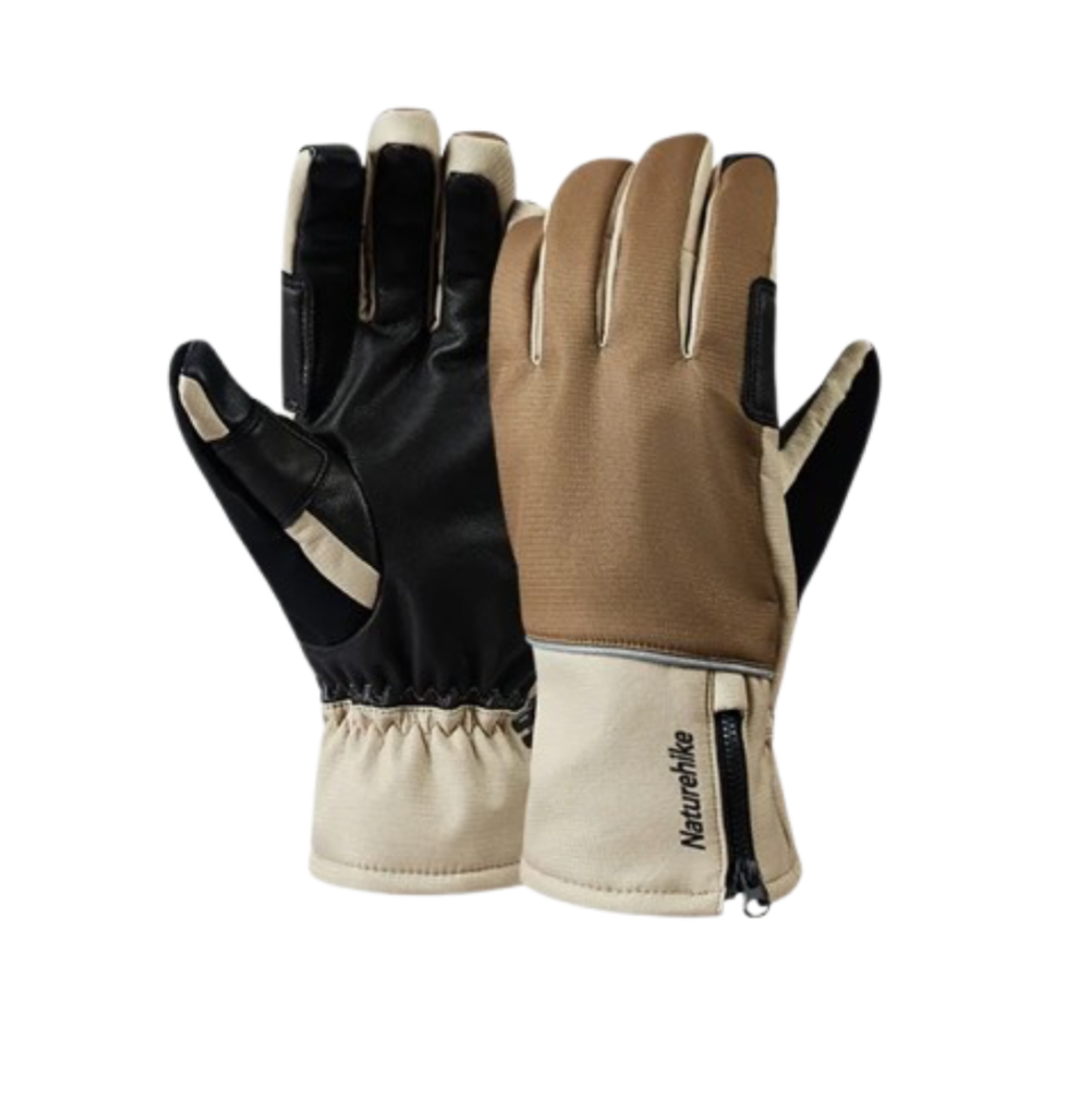 Naturehike Color-Matching Ski Gloves - Gritty with Tea Brown (L)