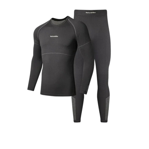 Naturehike Quick Drying Functional Underwear Thermal Set for Men - Black (XL)