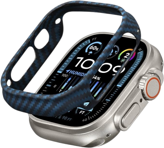 Pitaka Carbon Fiber Air Case for Apple Watch Ultra/Ultra2 (49mm ) Black/Blue (Twill)