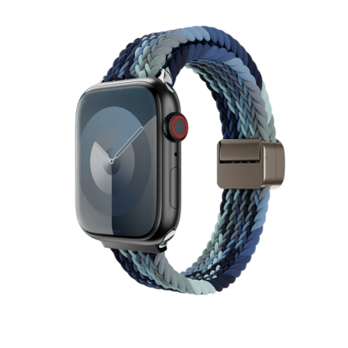 SwitchEasy Candy Braided Nylon Watch Loop with Magnetic Lock for Apple Watch S4~S9 42/44/45/49mm-Ocean Blue
