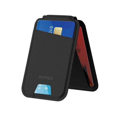 Momax 1-Wallet Magnetic Card Holder With Stand Black