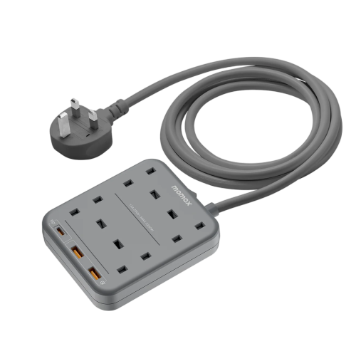 Momax OnePlug 4 Outlet Power Strip With USB Grey