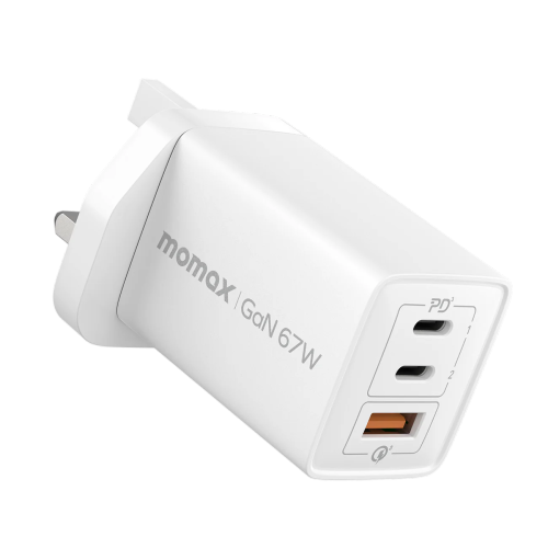 Momax OnePlug 67W 3 Port GAN Wall Charger White