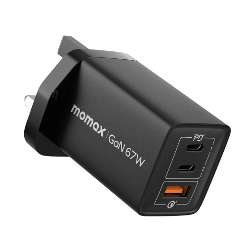 Momax OnePlug 67W 3 Port GAN Wall Charger Black