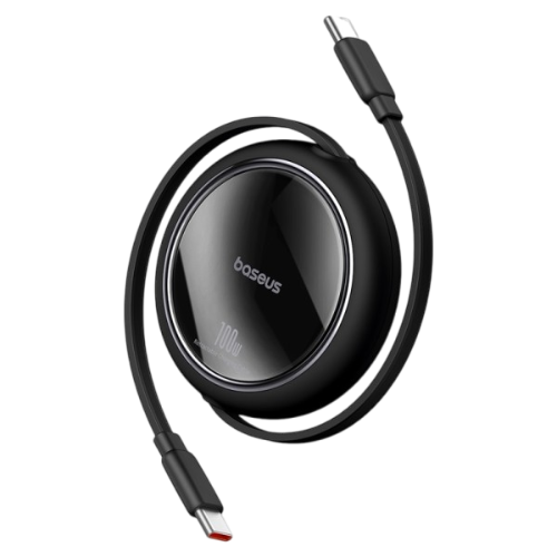 Baseus 100W Free2 Draw Mini Both-Way Retractable Type C to Type C Fast Charging Data Cable 1M - Black