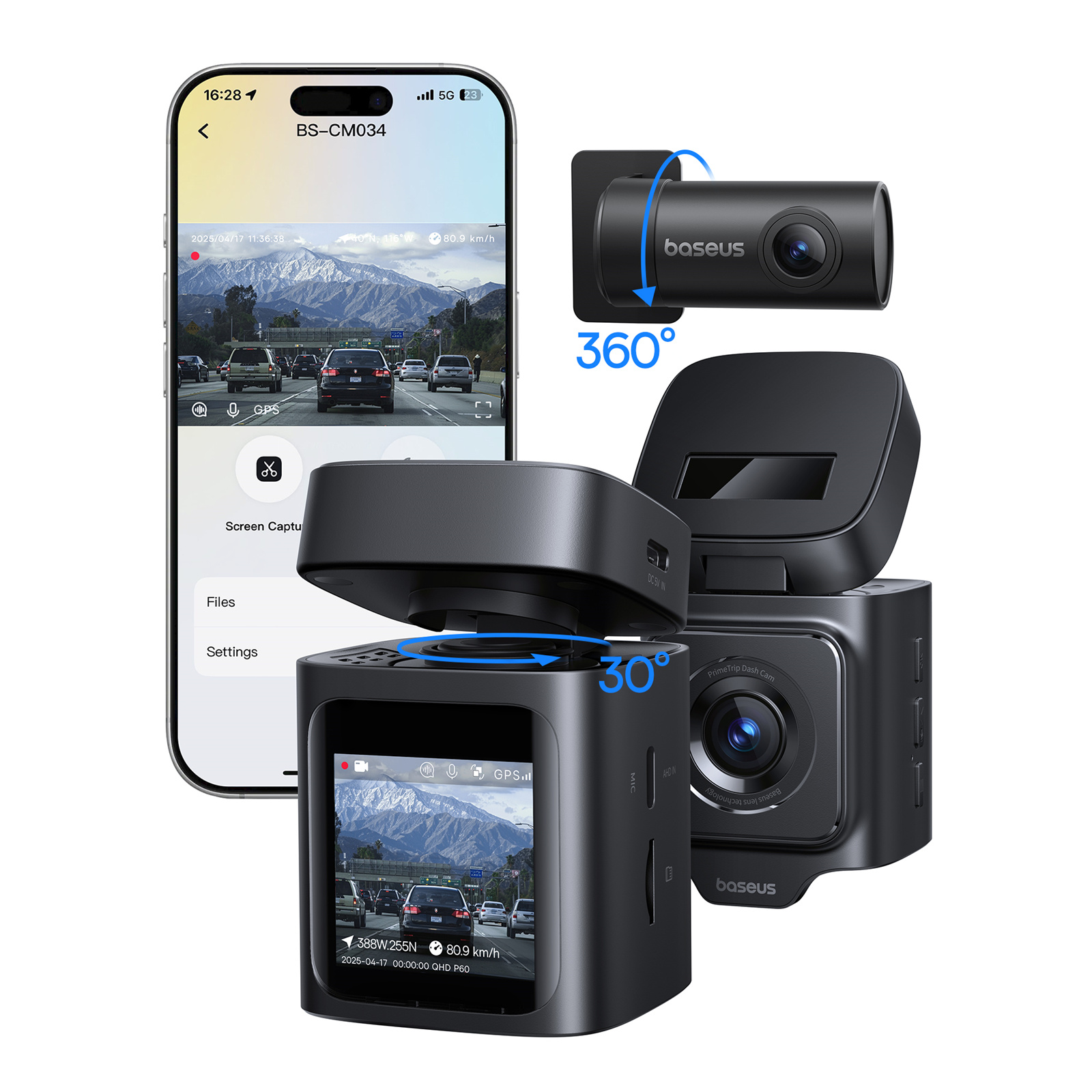 Baseus PrimeTrip VD1 Dash Cam 3K+1080p – Black