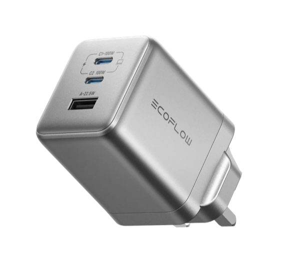 EcoFlow RAPID Pro Charger (100W, 3 Ports, GaN) - Silver