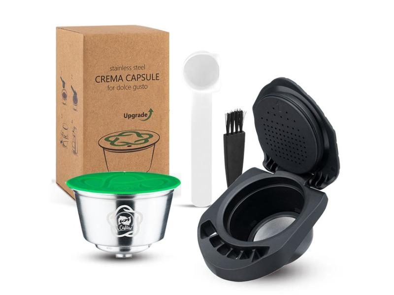 iCafilas Reusable Adapter Stainless Steel Crema Capsule for Dolce Gusto