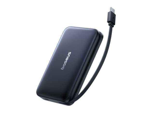 Baseus PicoGo AM61 Qi2.2 Magnetic Power Bank with Built-in Cable 10000mAh 45W - Cosmic Black