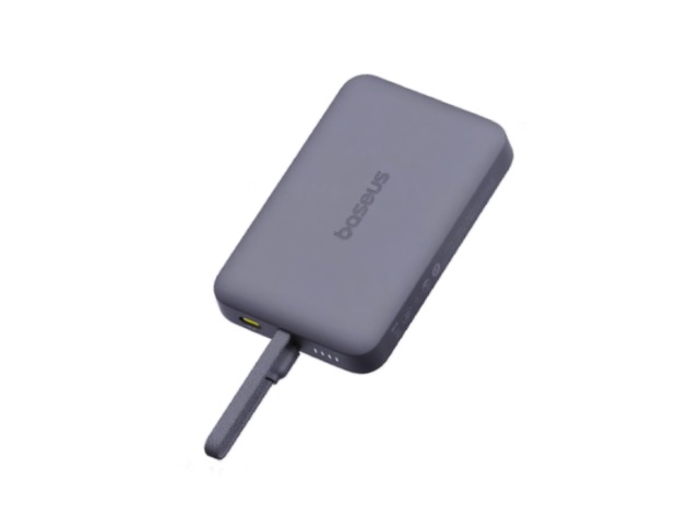 Baseus EnerFill FM11 Magnetic Wirless 15W Power Bank with Built-in USB-C Cable 10000mAh - Cosmic Black