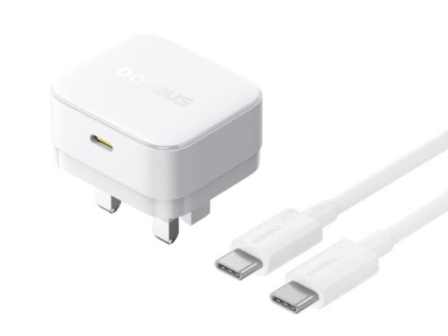 Baseus Palm Fast Charger 1C 30W - Moon White (with Baseus Cable USB-C to USB-C 60W)