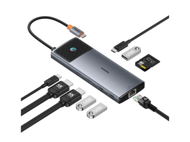 Baseus Metal Gleam II 10-in-1 USB HUB Dual Display - Cosmic Black