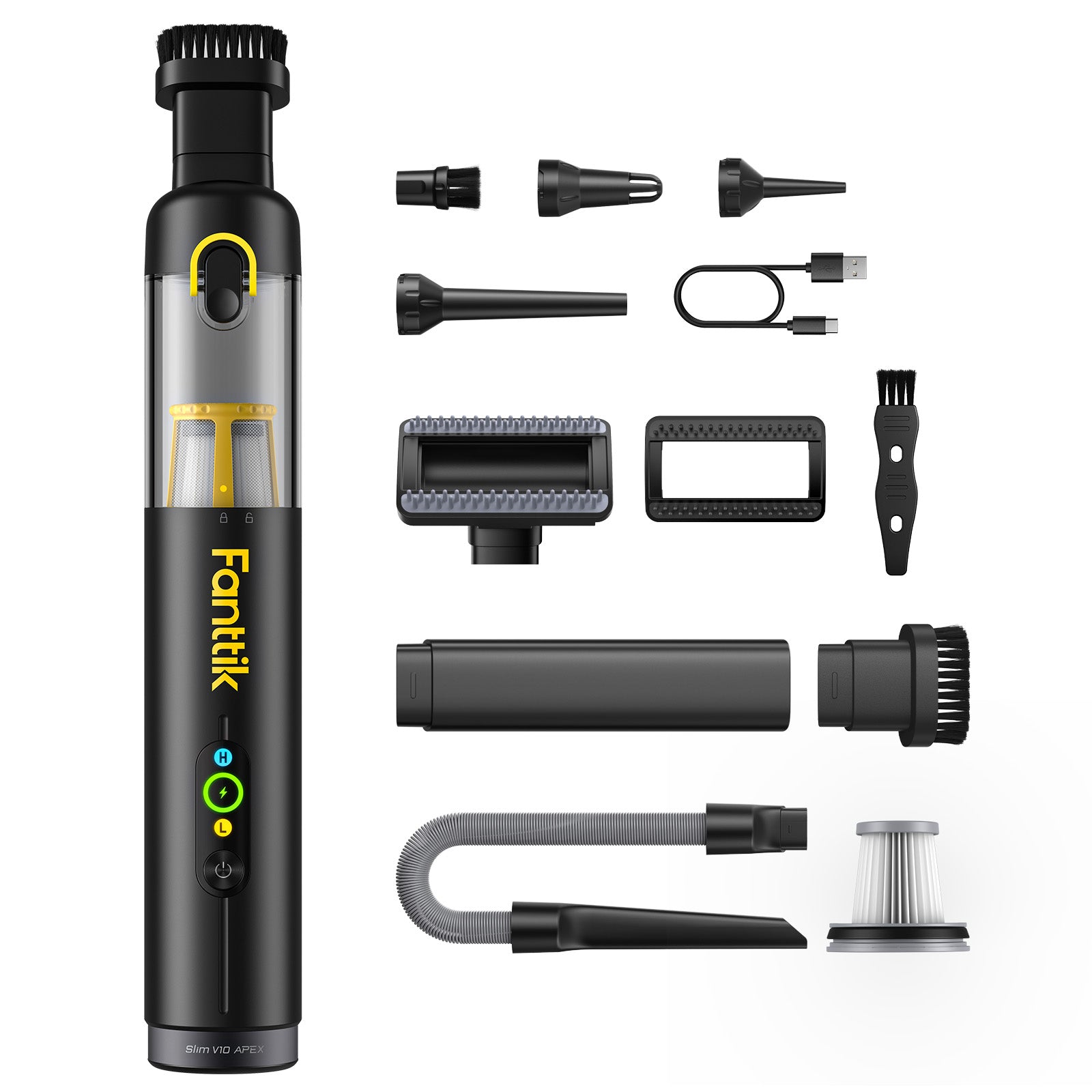 Fanttik Slim V10 APEX Cordless Car Vacuum - Black