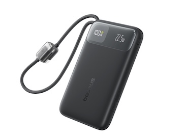 Baseus EnerFill FC11 Digital Display Power Bank with Dual Built-in USB-C Cables  20000mAh 45W - Cosmic Black
