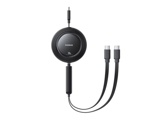 Baseus Free2Pull Mini 2-in-1 Retractable Fast charging Cable USB-C to C+C 100W 1.2m - Cosmic Black