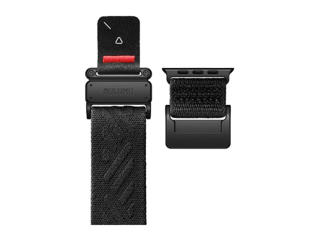 AULUMU G03 Titanium Alloy Mag Buckle Nylon Strap For Apple Watch 42/44/45/46/49mm - Black
