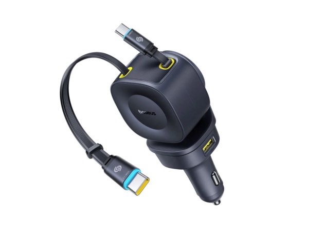 Baseus PrimeTrip VR2 Max 4-in-1 Car Charger with Dual Retractable Cable 100W - Cosmic Black