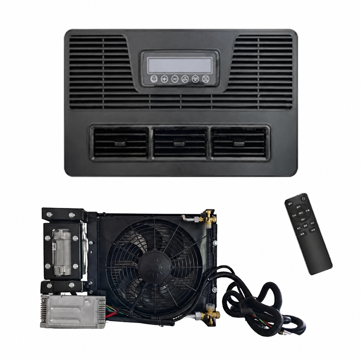 DrkHors 12V RV Air Conditioner Indoor and Outdoor Units with Brushless Motors - Black