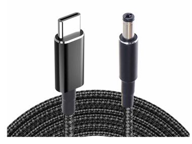 Luma Braided USB Type C 3.1 PD to 5.5mm Barrel Jack Cable - 12V 5A Output 1.2m 100W with E-Mark - Black