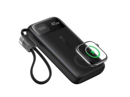 Baseus EnerFill FT31 Power Bank with Smartwatch Wireless Charging and Built-in USB-C Cable 10000mAh 45W - Cosmic Black