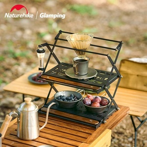 [6927595721797] Naturehike tabletop folding shelf Stainless steel - Wood grain