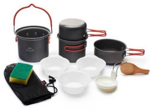 [6927595730324] Naturehike Aluminum Alloy Four-Piece Camping Cookware - Grey