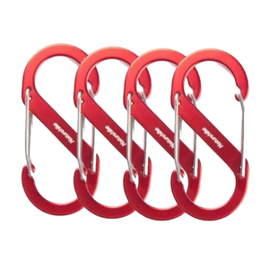 [6927595747100] Naturehike S Type Aluminum Alloy Hook - Red 4PCs (Small)