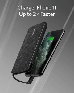 [A1222H11-SP] Anker PowerCore+ Metro 10000 with Built-in Lightning Cable - Black Fabric Limited Edition