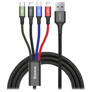 [CA1T4-A01] Baseus Fast 4-in-1 Charging Cable for iPhone 1.2m - Black