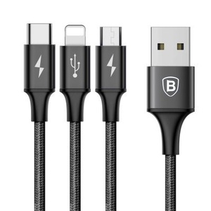 [CAMLT-SU01] Baseus Rapid Series 3-in-1 Cable Micro+Lightning+Type-C 3A 1.2M Black