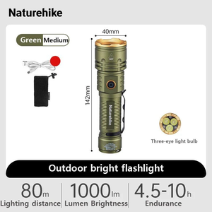 [6976507665384] Naturehike Outdoor Glare Flashlight - Green (M)