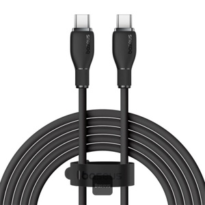 [6932172650223-B2B] Baseus Pudding Series Fast Charging Cable With High-Speed Data Transmission Type-C to Type-C 100W 5A 1.2M - Black