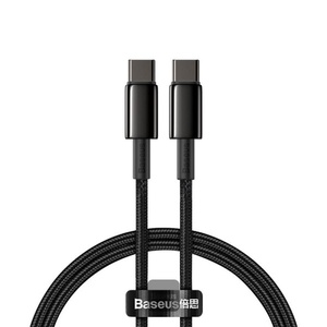 [6953156232051-B2B] Baseus Tungsten Gold Fast Charging Data Cable Type-C to Type-C 100W 1M - Black