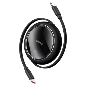 [6932172647537-B2B] Baseus 100W Free2 Draw Mini Both-Way Retractable Type C to Type C Fast Charging Data Cable 1M - Black