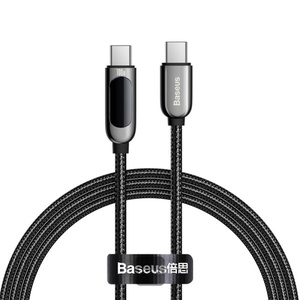 [6953156206571-B2B] Baseus LED Display Fast Charging Data Cable Type-C to Type-C 100W 5A 1M - Black