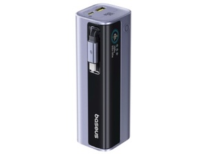 [E0027A01] Baseus EnerGeek GR11 Power Bank 10000mAh 100W with Retractable Cable – Grey