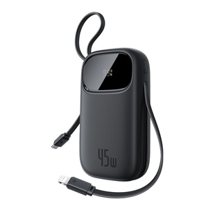 [E0028C00] Baseus EnerFill FC31 Qpow3 Power Bank 10000mAh 45W with USB-C + Lightning Cables – Black