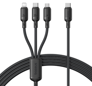 [P10377706123-00] Baseus Silky 1.5m USB-C to M+L+C 100W 3-in-1 Fast Charging Cable – Black