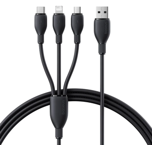 [P10376303121-00] Baseus Ultra-Fast 3-in-1 USB-A to M+L+C 3.5A 1.3m Charging Cable – Black