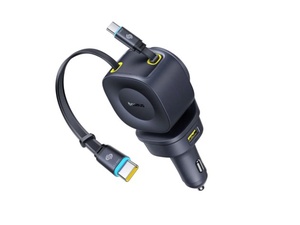 [C0206600] Baseus PrimeTrip VR2 Max 4-in-1 Car Charger with Dual Retractable Cable 100W - Cosmic Black